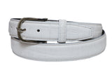 Casual Leather Belt for Men - Croc Design - White Color