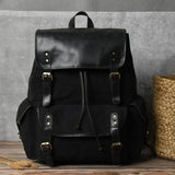 Handcrafted Leather + Canvas Backpack | Made in India | All Black