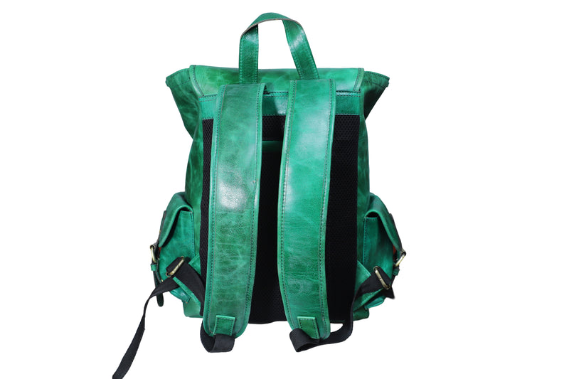 Handcrafted Genuine Leather Backpack | Made in India | Green