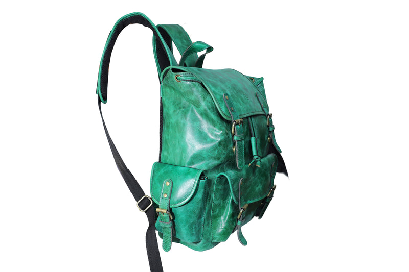 Handcrafted Genuine Leather Backpack | Made in India | Green