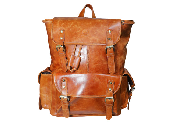 Handcrafted Genuine Leather Backpack | Made in India | Tan