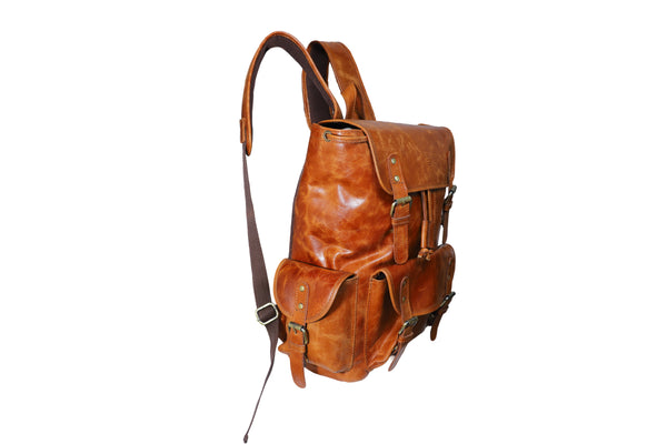 Handcrafted Genuine Leather Backpack | Made in India | Tan