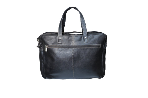 Solid Genuine Leather Black Laptop Bag | Suits edition