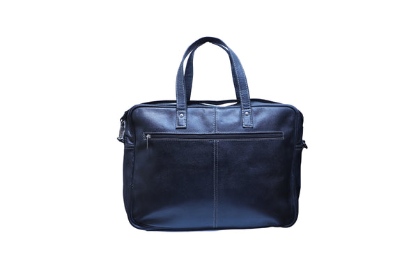 Solid Genuine Leather Black Laptop Bag | Suits edition