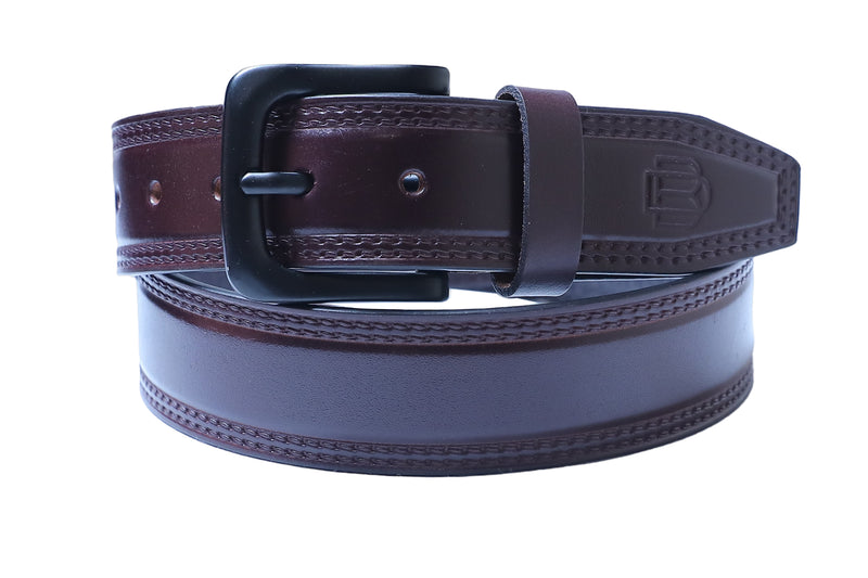 Designer Casual Leather Belt For Men - Double Stitch | Matt Finish