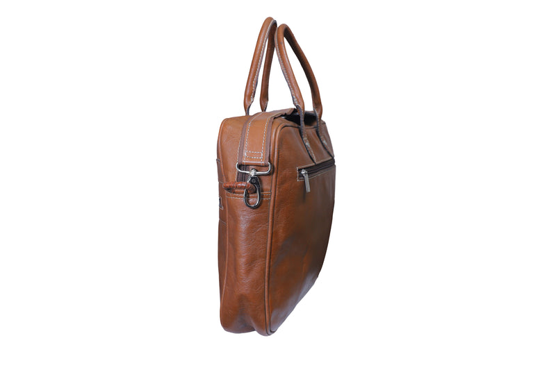 Solid Genuine Leather Brown Laptop Bag | Suits edition