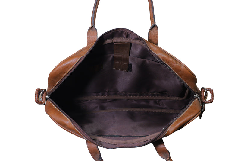 Solid Genuine Leather Brown Laptop Bag | Suits edition