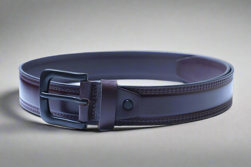 Designer Casual Leather Belt For Men - Double Stitch | Matt Finish