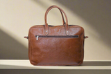 Solid Genuine Leather Brown Laptop Bag | Suits edition