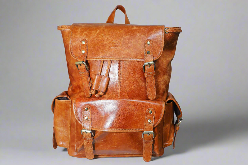 Handcrafted Genuine Leather Backpack | Made in India | Tan