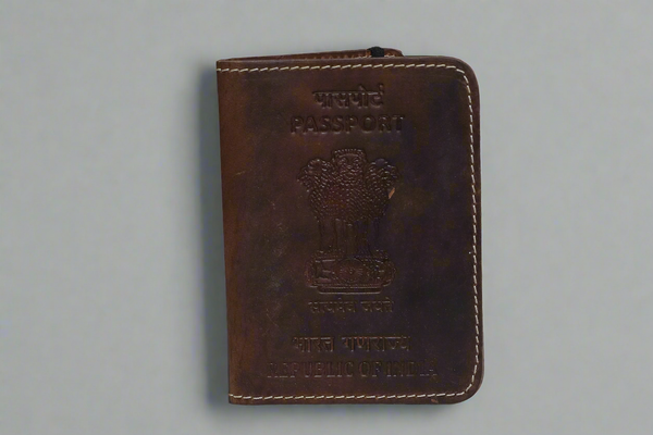 Leather Passport Cover - Ashok Stambh Edition